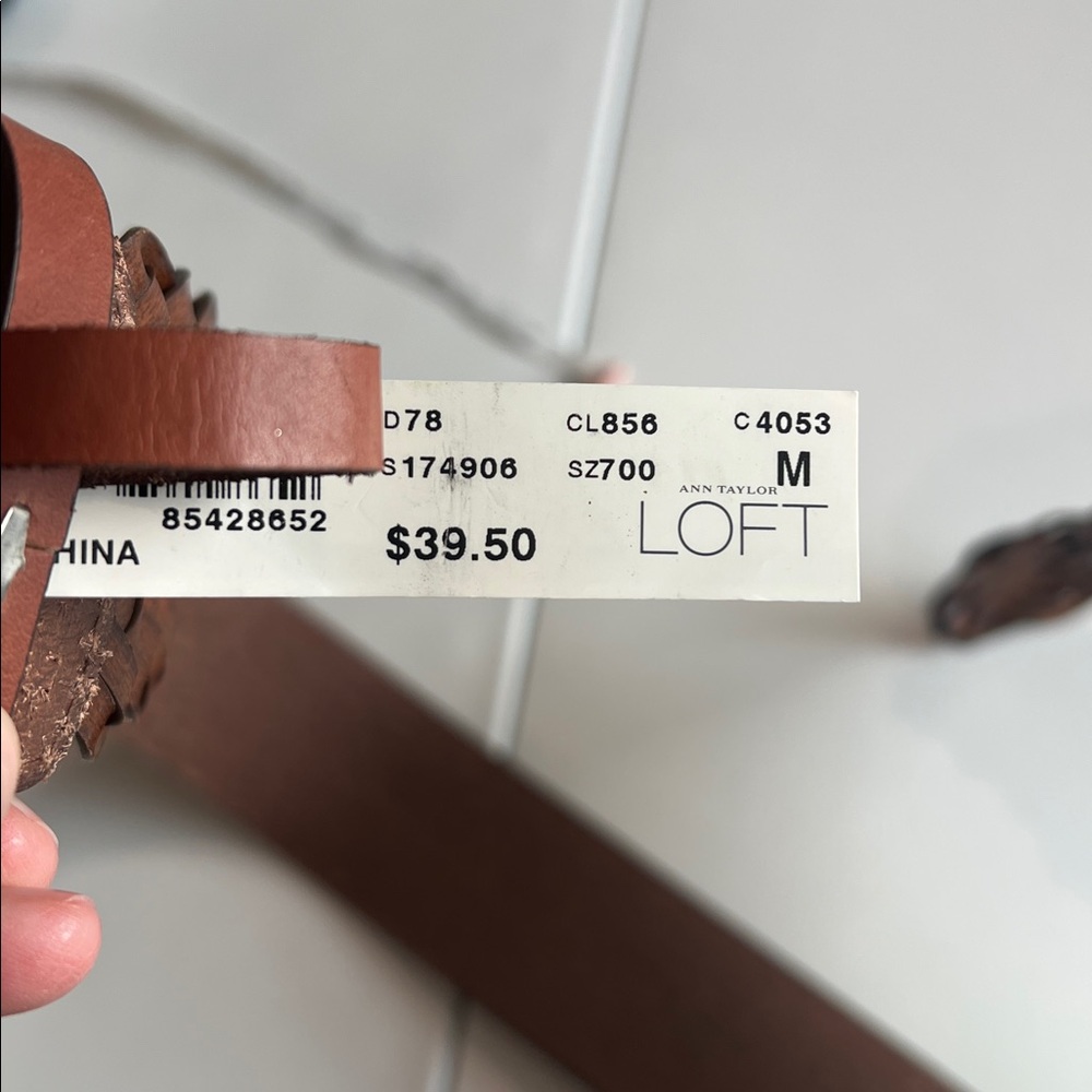LOFT - M, Brown Leather Braided Belt with Brass Buckle - Picture 7 of 7